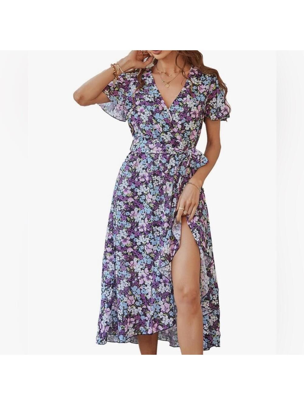 Chic Purple Floral Maxi Dress